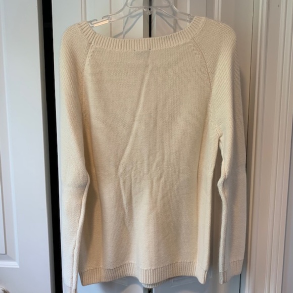 Talbots Cream Cable Knit Angora Cotton Sweater L - Picture 4 of 6